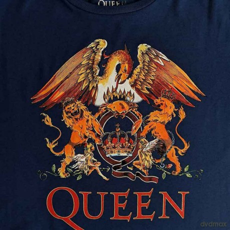 Queen: Ladies Crop Top: Classic Crest (Denim Blue) (Large)