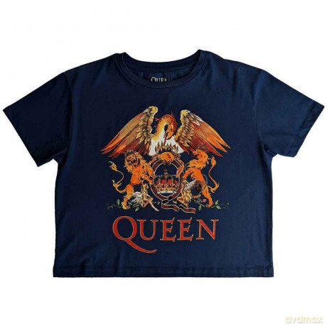 Queen: Ladies Crop Top: Classic Crest (Denim Blue) (X-Large)
