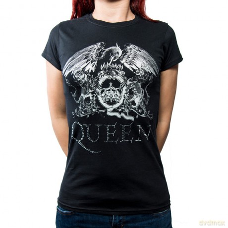 Queen: Ladies Fashion Tee: Logo with Rhinestone Application (Small)