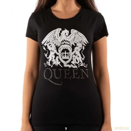 Queen: Ladies Fashion Tee: Logo with Rhinestone Application (X-Large)