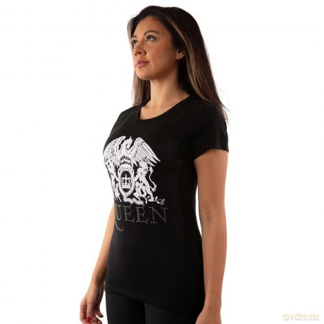 Queen: Ladies Fashion Tee: Logo with Rhinestone Application (X-Large)