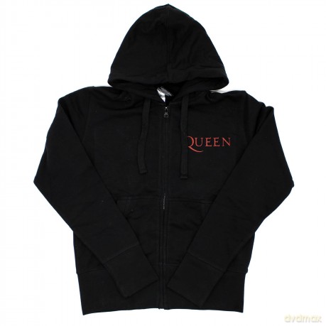 Queen: Ladies Zipped Hoodie: Classic Crest (Black) (Back Print) (X-Small)