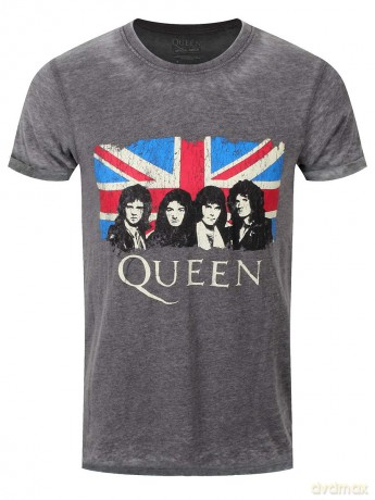 Queen: Men's Fashion Tee: Vintage Union Jack (Burn Out) (X-Large)