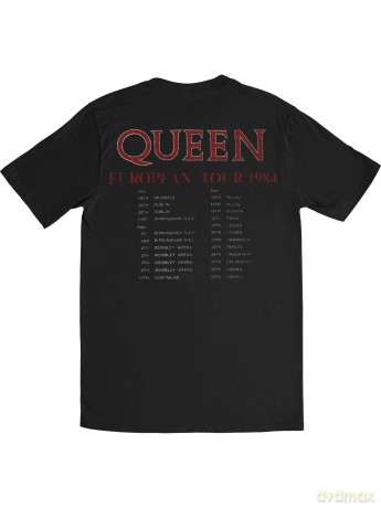 Queen: Men's Tee: European Tour 1984 with Back Printing (XX-Large)