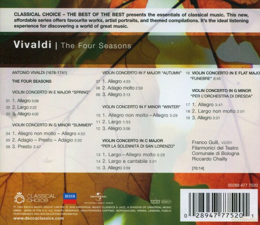 Various:Classical Choice: Vivaldi The Four Seasons [CD]