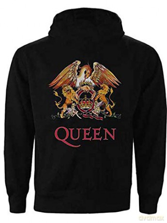Queen: Men's Zipped Hoodie: Classic Crest (Back Print) (Large)