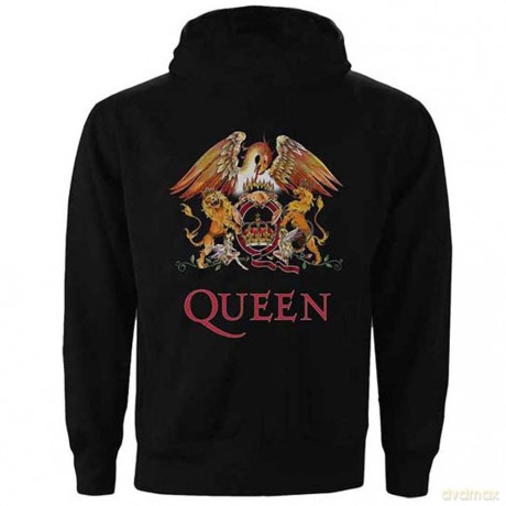 Queen: Men's Zipped Hoodie: Classic Crest (Back Print) (Medium)