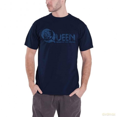 Queen: Mens Tee: News of the World 40th Vintage Logo (Back Print) (Medium)