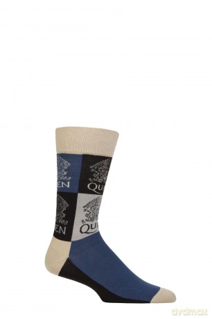 Queen: Unisex Ankle Socks: Crest Blocks (Navy Blue) (UK Size 7 - 11)