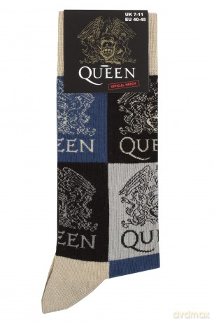 Queen: Unisex Ankle Socks: Crest Blocks (Navy Blue) (UK Size 7 - 11)