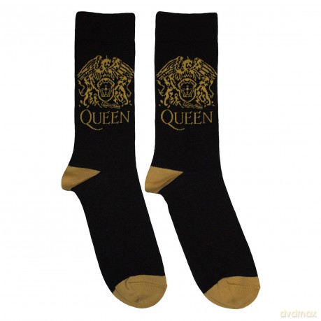 Queen: Unisex Ankle Socks: Gold Crest (Black) (UK Size 6 - 11)