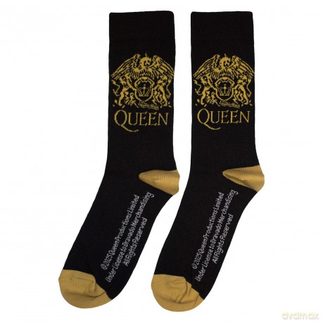 Queen: Unisex Ankle Socks: Gold Crest (Black) (UK Size 6 - 11)