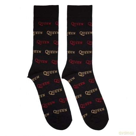 Queen: Unisex Ankle Socks: Logo Repeat Colour (Black) (UK Size 6 - 11)