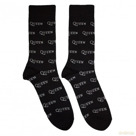 Queen: Unisex Ankle Socks: Logo Repeat Mono (Black) (UK Size 6 - 11)