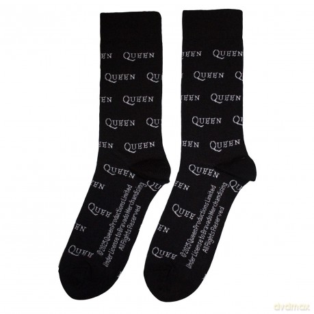 Queen: Unisex Ankle Socks: Logo Repeat Mono (Black) (UK Size 6 - 11)