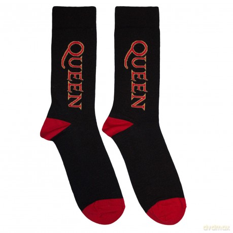 Queen: Unisex Ankle Socks: Red Logo Vertical (Black) (UK Size 6 - 11)