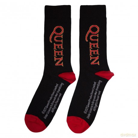 Queen: Unisex Ankle Socks: Red Logo Vertical (Black) (UK Size 6 - 11)