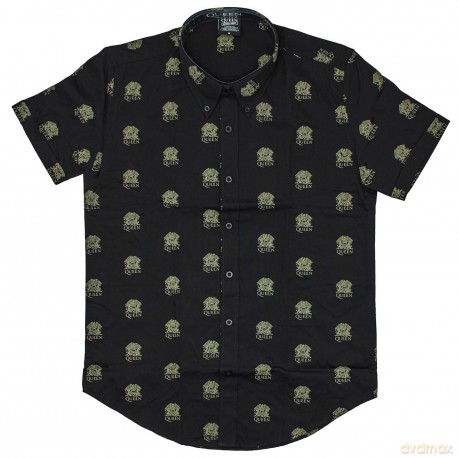 Queen: Unisex Casual Shirt: Crest Pattern (Black) (All Over Print) (Large)