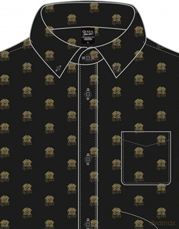 Queen: Unisex Casual Shirt: Crest Pattern (Black) (All Over Print) (Medium)