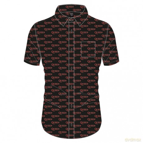 Queen: Unisex Casual Shirt: Logo Pattern (Black) (All Over Print) (Large)
