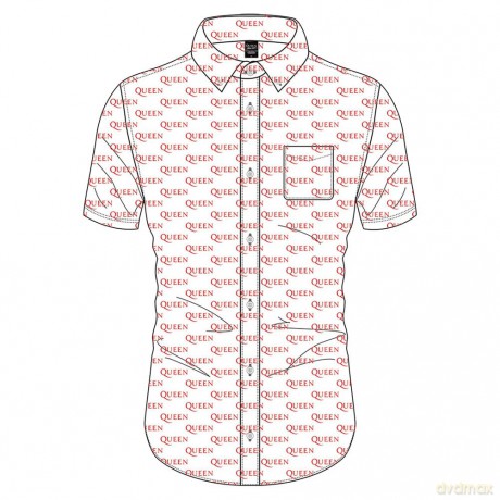 Queen: Unisex Casual Shirt: Logo Pattern (White) (All Over Print) (Medium)