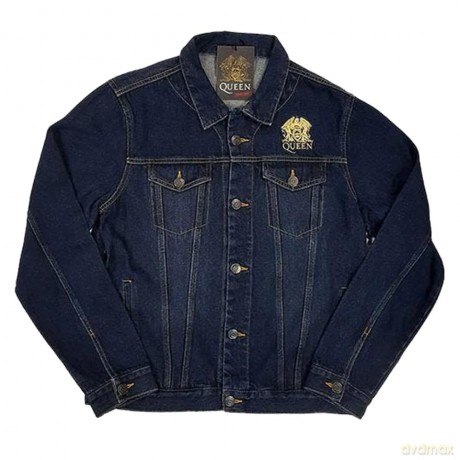 Queen: Unisex Denim Jacket: Classic Crest (Back Print) (Medium)