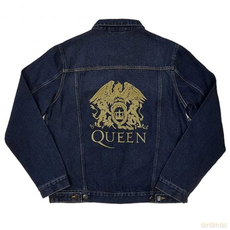 Queen: Unisex Denim Jacket: Classic Crest (Back Print) (Small)