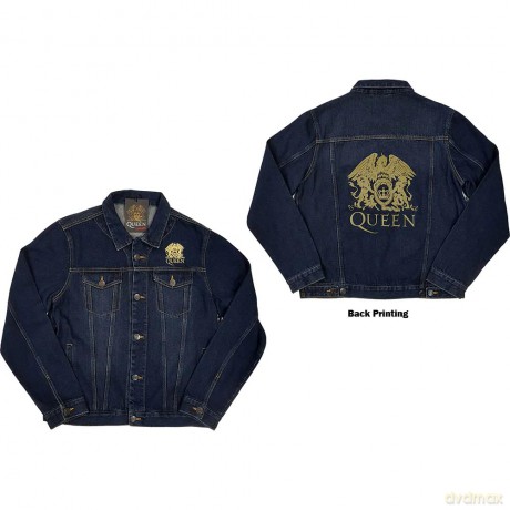 Queen: Unisex Denim Jacket: Classic Crest (Back Print) (Small)