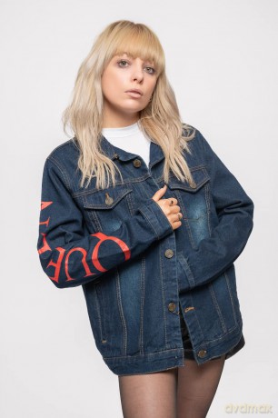 Queen: Unisex Denim Jacket: White Crest (Back Print) (Large)