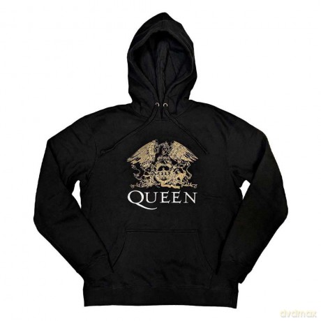 Queen: Unisex Pullover Hoodie: Crest (Black) (Large)