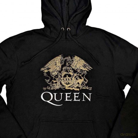 Queen: Unisex Pullover Hoodie: Crest (Black) (Large)