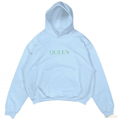 Queen: Unisex Pullover Hoodie: Radio Ga Ga (Light Blue) (Back Print) (Medium)