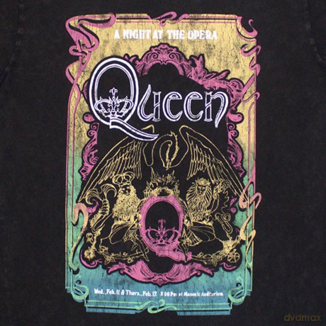 Queen: Unisex Stone Wash T-Shirt: A Night At The Opera Tour '76 (Black) (Large)