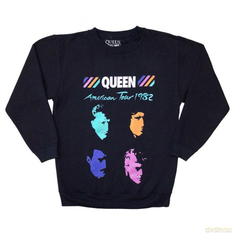 Queen: Unisex Sweatshirt: American Tour 1982 (Navy Blue) (Oversized) (Small)