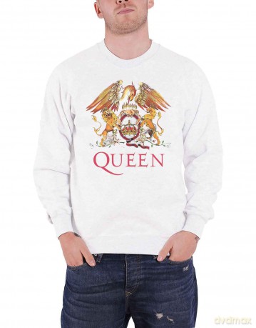 Queen: Unisex Sweatshirt: Classic Crest (White) (Small)