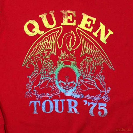 Queen: Unisex Sweatshirt: Tour '75 Crest (Red) (Oversized) (Large)