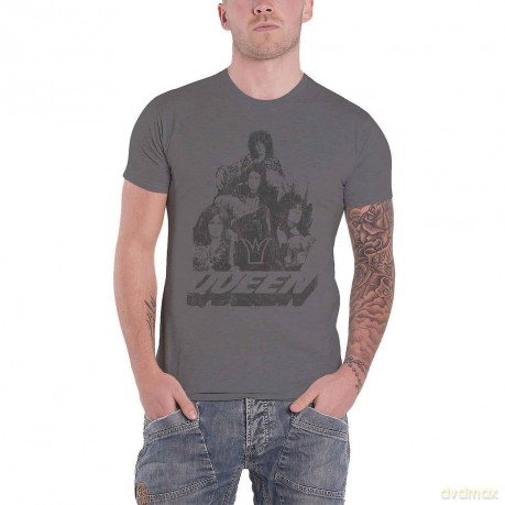 Queen: Unisex T-Shirt: 70s Photo (Charcoal Grey) (Medium)