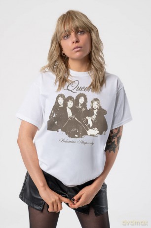 Queen: Unisex T-Shirt: Bo Rhap Portrait (White) (Medium)