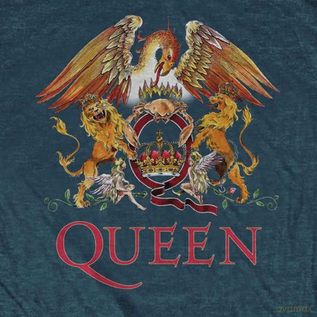 Queen: Unisex T-Shirt: Classic Crest (Denim Blue) (Small)