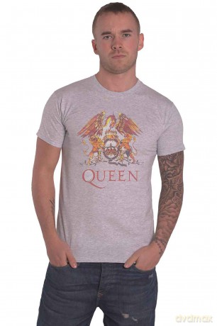 Queen: Unisex T-Shirt: Classic Crest (Grey) (Medium)