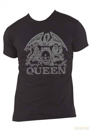 Queen: Unisex T-Shirt: Crest (Black) (Embellished) (Medium)