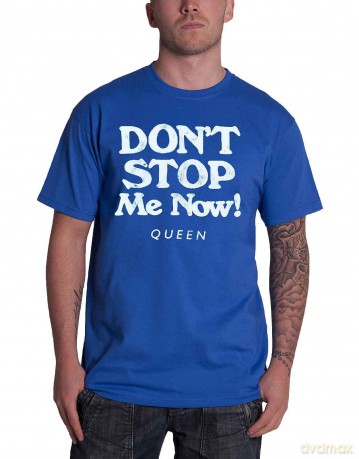 Queen: Unisex T-Shirt: Don't Stop Me Now (Blue) (Large)