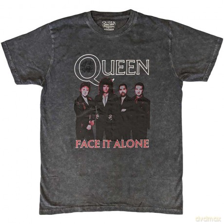 Queen: Unisex T-Shirt: Face it Alone Band (Black) (Wash Collection) (Large)