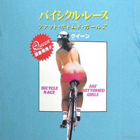 Queen: Unisex T-Shirt: Fat Bottomed Girls (Blue) (Large)
