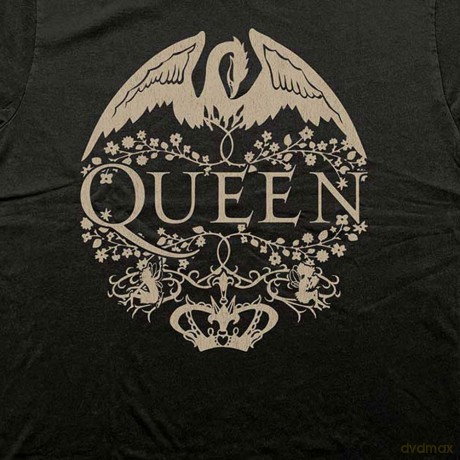 Queen: Unisex T-Shirt: Floral Crest Mono (Black) (Large)