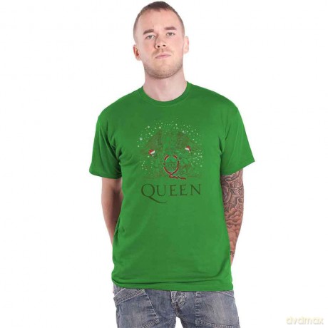 Queen: Unisex T-Shirt: Holiday Crest (Green) (Small)