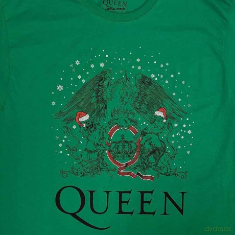 Queen: Unisex T-Shirt: Holiday Crest (Green) (Small)