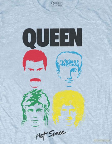 Queen: Unisex T-Shirt: Hot Space Album (Light Blue) (Small)