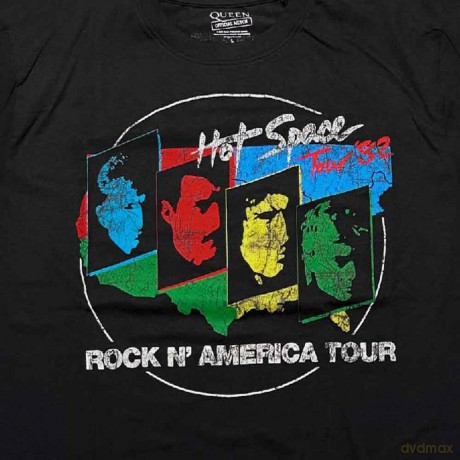 Queen: Unisex T-Shirt: Hot Space Tour '82 (Black) (Back Print) (Large)