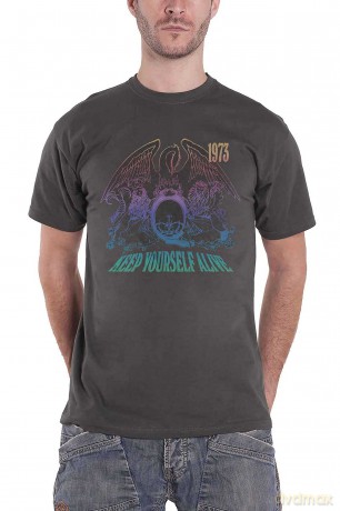 Queen: Unisex T-Shirt: Keep Yourself Alive (Charcoal Grey) (Medium)